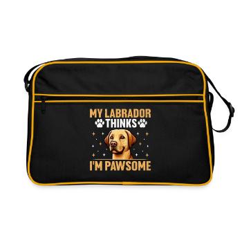 Mein Labrador denkt, ich sei ein pfotenhafter Lab Retriever Labra - Retro Tasche - Schwarz/Gold - Vorne