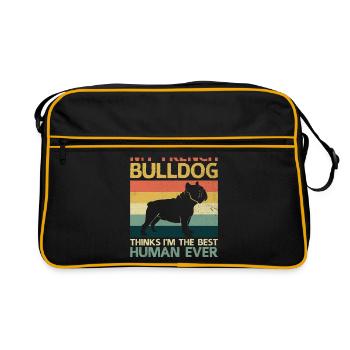 Meine Französische Bulldogge hält mich für den besten Menschen aller Zeiten. - Retro Tasche - Schwarz/Gold - Vorne