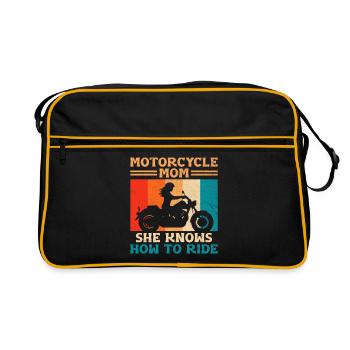 Don't Mess With A Motorcycle Mom She Knows How To - Retro Bag - black/gold - Front