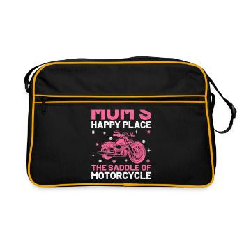 Mom's Happy Place The Saddle Of Motorcycle Motorcy - Retro Bag - black/gold - Front