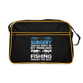 Surgery Solves Most Of My Problems Fishing Solves - Retro Bag - black/gold - Front