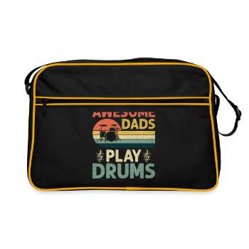 Awesome Dads Play Drums Drumming Drum Drummer Fath - Retro Tasche - Schwarz/Gold - Vorne