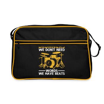 Batteurs Nous n’avons pas besoin de mots Nous avons des battements Drummin - Sac Retro - noir/or - Devant