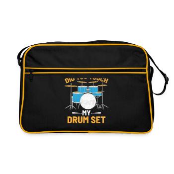 Did You Touch My Drum Set Drumming Drummer - Retro Bag - black/gold - Front