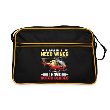 Ich brauche keine Flügel Ich habe Rotorblätter Hubschrauber - Retro Tasche - Schwarz/Gold - Vorne