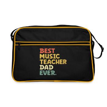 Best Music Teacher Dad Ever Musician Class Teachin - Retro Bag - black/gold - Front