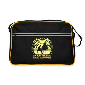 Tut mir leid, ich kann nicht, ich bin damit beschäftigt, Klavierharmonien zu erstellen Pi - Retro Tasche - Schwarz/Gold - Vorne