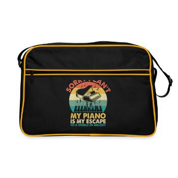 Sorry I Can't My Piano Is My Escape To A World Of - Retro Tasche - Schwarz/Gold - Vorne
