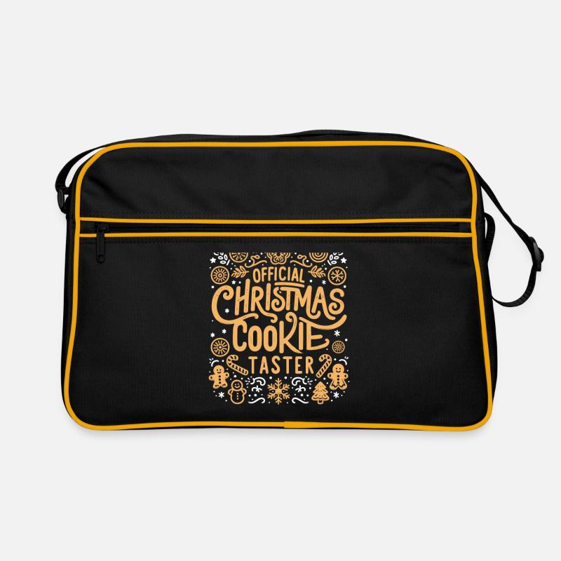 Offizieller Weihnachtsplätzchen-Taster Backen Gebäck Auflaufen - Retro Tasche - Schwarz/Gold