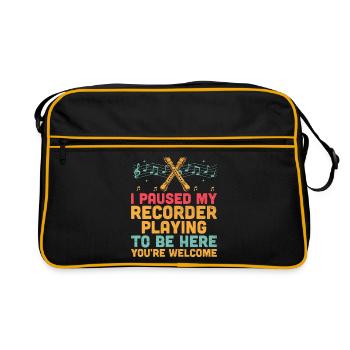 J’ai mis ma flûte à bec en pause pour être ici, tu es bien - Sac Retro - noir/or - Devant