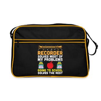 Recorder Solves Most Of My Problems Instrument Mus - Retro Bag - black/gold - Front