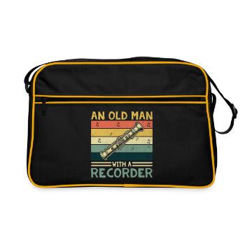 Ne sous-estimez jamais un vieil homme avec une flûte à bec - Sac Retro - noir/or - Devant