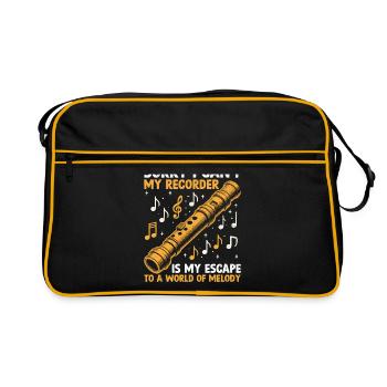 Désolé, je ne peux pas, mon enregistreur est mon évasion vers un monde - Sac Retro - noir/or - Devant