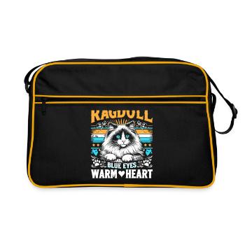 Ragdoll Blue Eyes Warm Heart Ragdolls Cat Lover - Retro Bag - black/gold - Front