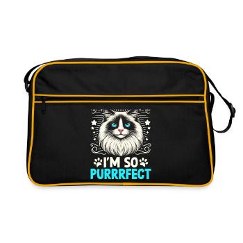 Ich bin so schnurrfrfect Ragdoll Liebhaber Ragdolls Katzen - Retro Tasche - Schwarz/Gold - Vorne