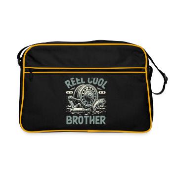 Reel Cool Brother Fishing Angler Fisherman Anglers - Retro Bag - black/gold - Front