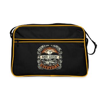 Huntin' Fishing And Lovin' Everyday Hunting Fish A - Retro Bag - black/gold - Front