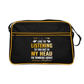 Aber in meinem Kopf denke ich an den Deutschen Schäferhund - Retro Tasche - Schwarz/Gold - Vorne