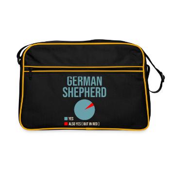Werde ich mit meinem Deutschen Schäferhund Liebhaber GSD spazieren gehen? - Retro Tasche - Schwarz/Gold - Vorne