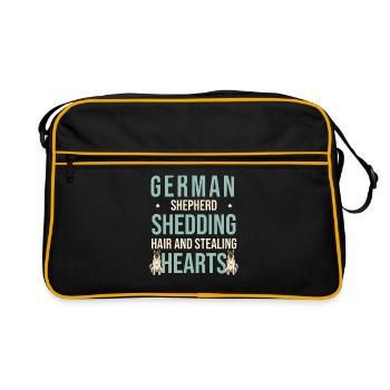 German Shepherd Shedding Hair And Stealing Hearts - Retro Bag - black/gold - Front