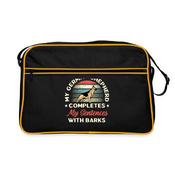 Mein Deutscher Schäferhund vervollständigt meine Sätze mit bar - Retro Tasche - Schwarz/Gold - Vorne