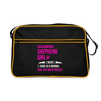 German Shepherd Girl Same As A Normal Girl Just Mu - Retro Bag - black/gold - Front