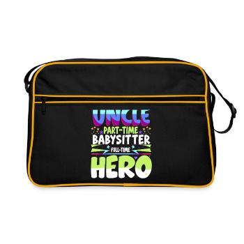 Uncle Part Time Babysitter Full Time Hero Family U - Retro Bag - black/gold - Front