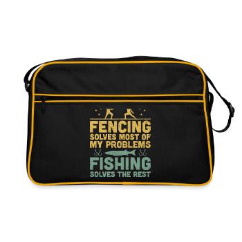 Fencing Solves Most Of My Problems Fishing Solves - Retro Bag - black/gold - Front