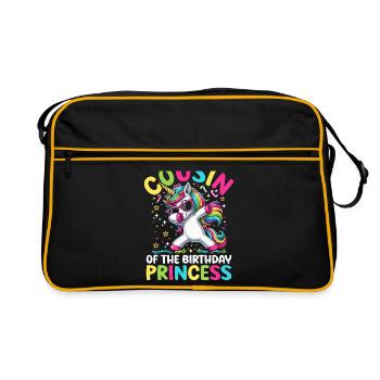 Cousine Der Geburtstagsprinzessin, Die Das Einhorn Synchronisiert - Retro Tasche - Schwarz/Gold - Vorne