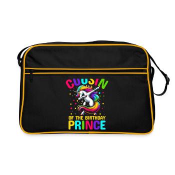 Cousin des Geburtstagsprinzen, der Einhorn synchronisiert - Retro Tasche - Schwarz/Gold - Vorne