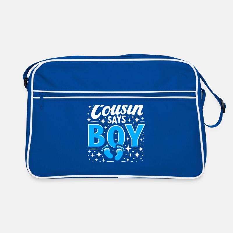Cousin sagt Junge Schwangerschaft Ankündigung Geschlecht Retro Tasche