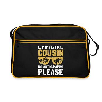 Offizieller Cousin, keine Autogramme, bitte Familie - Retro Tasche - Schwarz/Gold - Vorne