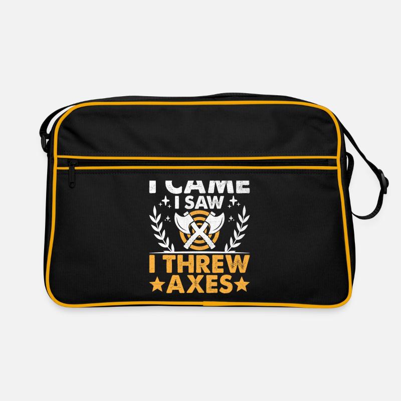 Ich kam, ich sah, ich warf Äxte, Axtwerfen, Beil Retro Tasche