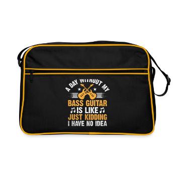 Ein Tag ohne meine Bassgitarre ist wie ein Scherz - Retro Tasche - Schwarz/Gold - Vorne
