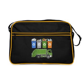 Recycling Trash Garbage Truck Trash Collector - Retro Bag - black/gold - Front