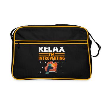 Relax I'm Introverting Sayings For Introverts - Retro Bag - black/gold - Front