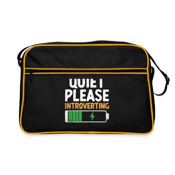 Quiet Please Introverting Sayings For Introverts - Retro Bag - black/gold - Front