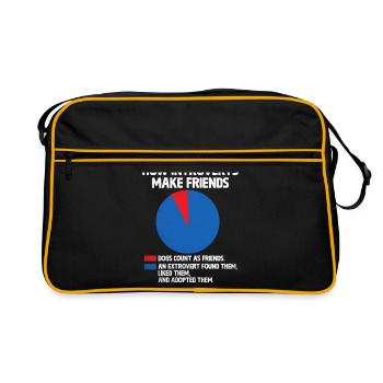 How Introverts Make Friends Sayings For Introverts - Retro Bag - black/gold - Front