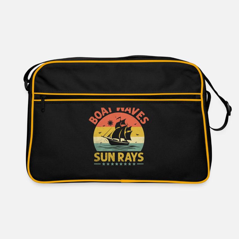 Boot Wellen Sonnenstrahlen Paddelboot Retro Tasche