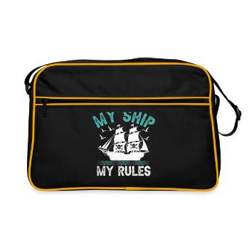 My Ship My Rules Pirate Youth Design - Retro Bag - black/gold - Front
