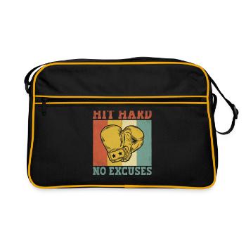 Frapper fort sans excuses Boxer Sports Musculation Gym - Sac Retro - noir/or - Devant