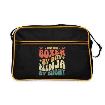 Boxeur le jour Ninja la nuit Boxer Sports Gym - Sac Retro - noir/or - Devant