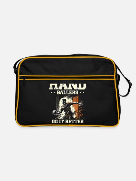 Handballer machen es besser Handball Sportler - Retro Tasche - Schwarz/Gold