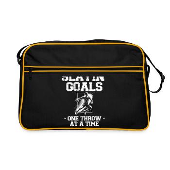 Tore mit einem Wurf nach dem anderen erledigen Handball Sport - Retro Tasche - Schwarz/Gold - Vorne