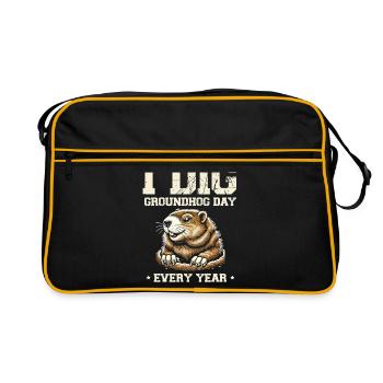 I Dig Groundhog Day Every Year Cute Animal - Retro Bag - black/gold - Front
