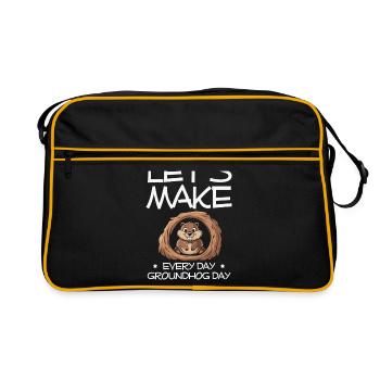 Let's Make Every Day Groundhog Day Cute Animal - Retro Bag - black/gold - Front