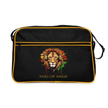 Rasta Lion Rastafari Reggae King Of Kings - Retro Tasche - Schwarz/Gold - Vorne