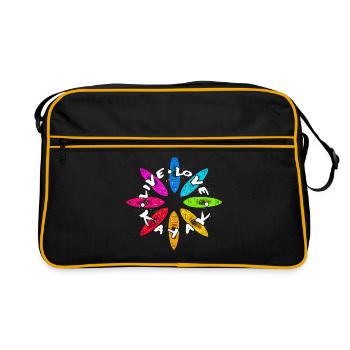Live Love Kayak Kayaking Rowing Rower Canoe Rower - Retro Tasche - Schwarz/Gold - Vorne
