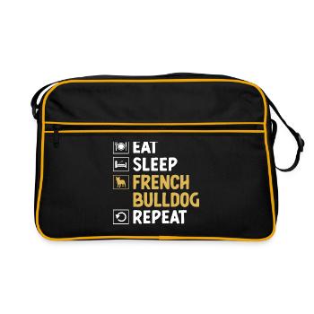 Eat Sleep French Bulldog Repeat Frenchie Dog Lover - Retro Bag - black/gold - Front