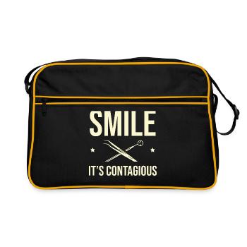 Lächeln Es ist ansteckend Zahnarzt Zahnheilkunde Höhle - Retro Tasche - Schwarz/Gold - Vorne